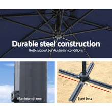 Load image into Gallery viewer, Instahut Outdoor Umbrella 3M Roma Cantilever Beach Furniture Garden 360 Degree Navy
